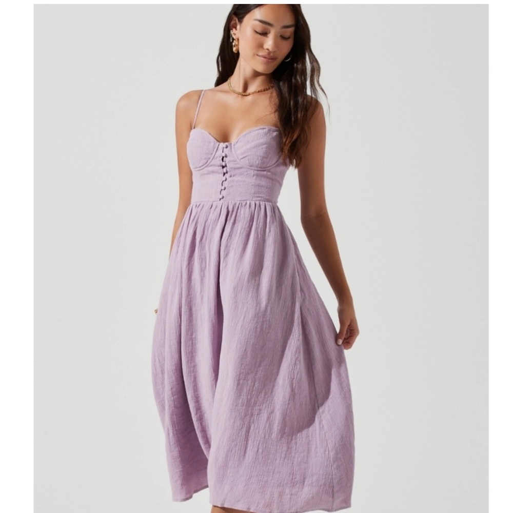 Astr- the Label Lavender Midi Dress with Button Detail